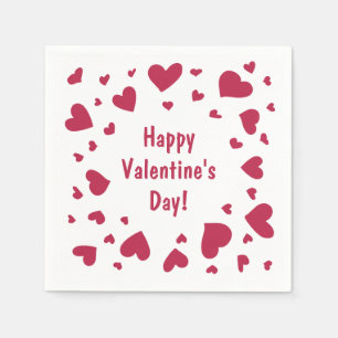 Doodled Red Hearts Valentine's Day Napkin
