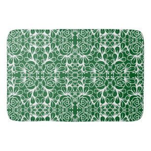 Doodleroses green bath mat