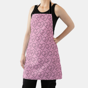 Doodles Black Hearts Valentines Day Apron