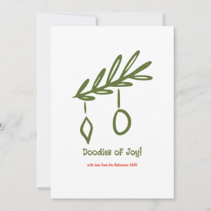 Doodles of Joy Minimalist Christmas Photo Collage Holiday Card