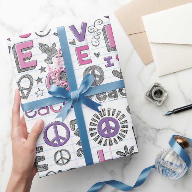 Doodles Of Peace And Love Wrapping Paper (Gifting)