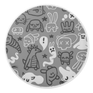 doodles pattern illustration ceramic knob