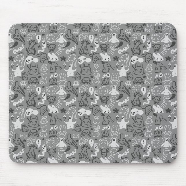 doodles pattern illustration mouse pad (Front)