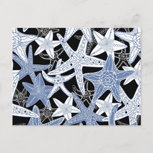 Doodles Starfish pattern nautical fun postcard (Front)