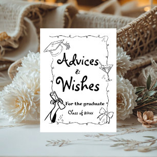 Doodles style Hand Drawn Graduation Advices & Wish Pedestal Sign