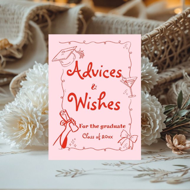 Doodles style Hand Drawn Graduation Advices & Wish Pedestal Sign (Creator Uploaded)