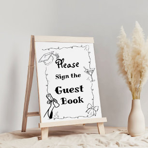 Doodles style Hand Drawn Graduation gest book Poster