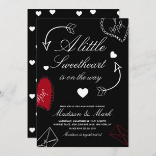 Doodles Sweetheart On the way  Baby Shower  Invitation