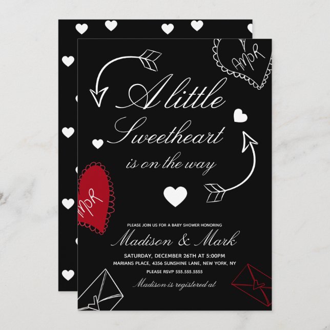 Doodles Sweetheart On the way  Baby Shower  Invitation (Front/Back)