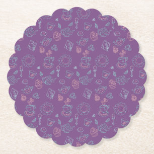 Doodles Tea Party Colourful Whimiscal Paper Coaster