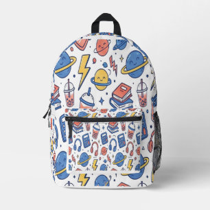 Doodleverse Campus Pattern Printed Backpack