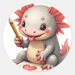 Doodling Axolotl Classic Round Sticker