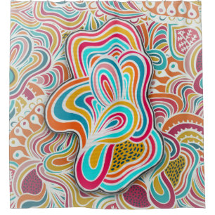 Doodling pattern party shower curtain