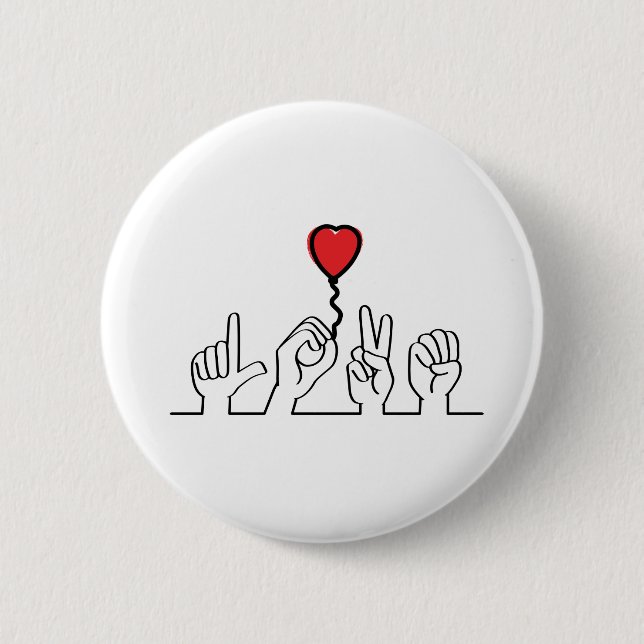 Doof, gebarentaal love - liefde. Ik hou van je. 6 Cm Round Badge (Front)
