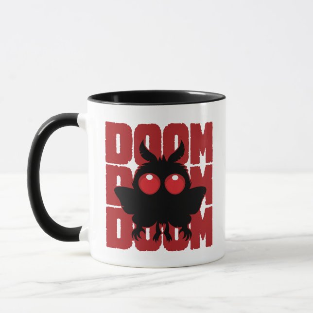 DOOM DOOM DOOM Kawaii Mothman Cryptid Mug (Left)