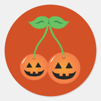 Doom Jack o' Lantern Cherries Classic Round Sticker