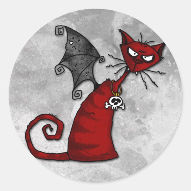 doom kitty classic round sticker (Front)