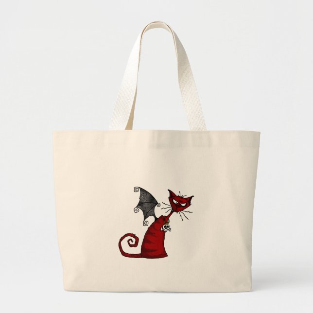 doom kitty (no txt) large tote bag (Front)