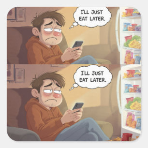 Doomscrolling & Snacks – Relatable Sticker