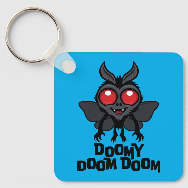 Doomy Doom Doom Cute Mothman Cryptid Key Ring (Front)