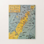 "Door County Fishing Map 11x14 Jigsaw Puzzle<br><div class="desc">A great vintage postcard map of Door County and it's fish!</div>