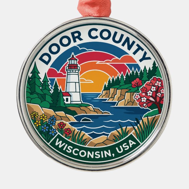 Door County USA Metal Tree Decoration (Front)