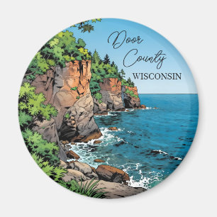 Door County, Wisconsin Illustration Lake Michigan Magnet