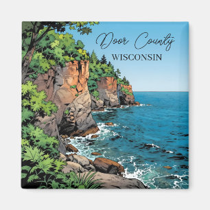 Door County, Wisconsin Illustration Lake Michigan Magnet
