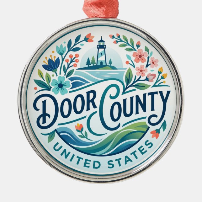 Door County Wisconsin Metal Tree Decoration (Front)