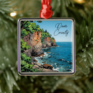 Door County, Wisconsin Travel Souvenir Keepsake Metal Tree Decoration