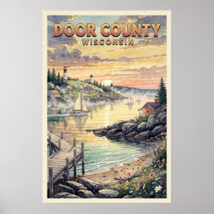 Door County Wisconsin Vintage Travel Poster