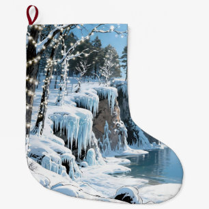 Door County Wisconsin Winter Christmas Large Christmas Stocking