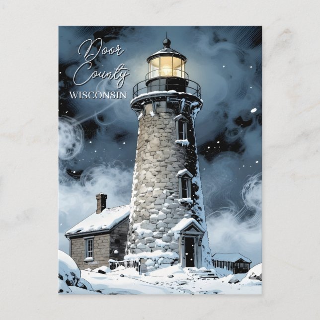 Door County, Wisconsin | Winter Poem Postcard (Front)