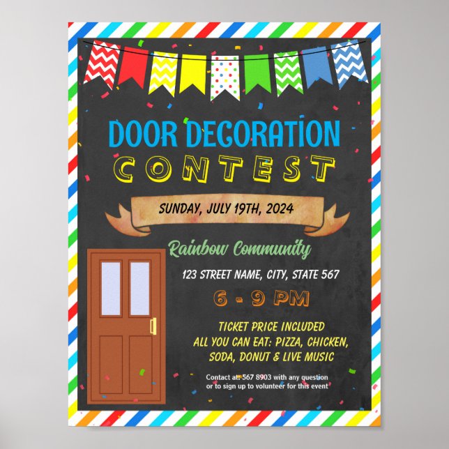 Door decoration contest school event template (Front)