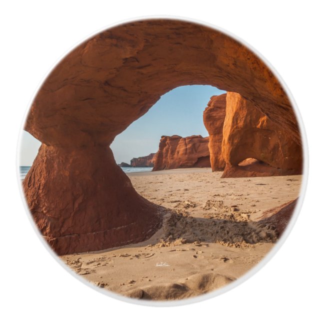 Door handle, beach and cap photo ceramic knob (Front)