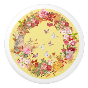 door handle - ceramic knob - flower design