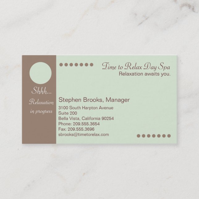 Door Hanger Day Spa Business Card (Front)