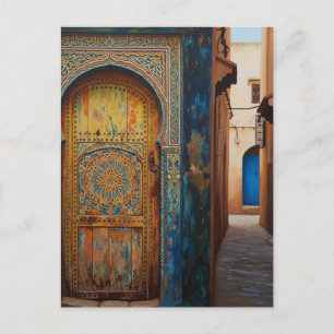 Door in Fez Morocco Travel Postcard
