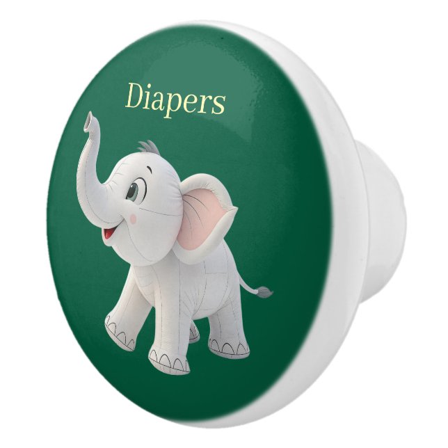 Door Knob Green White Elephant (Right)