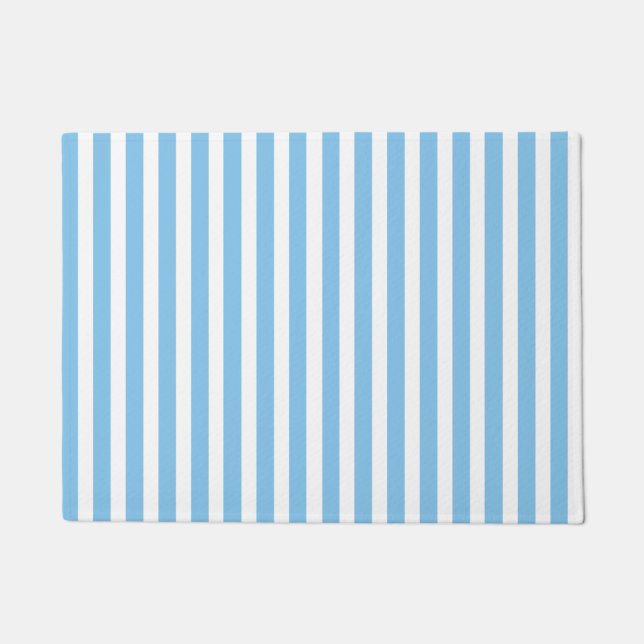 Door Mat aqua blue stripes (Front)