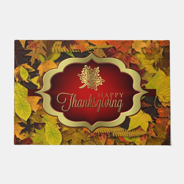 Door Mat - Autumnal Happy Thanksgiving (Front)