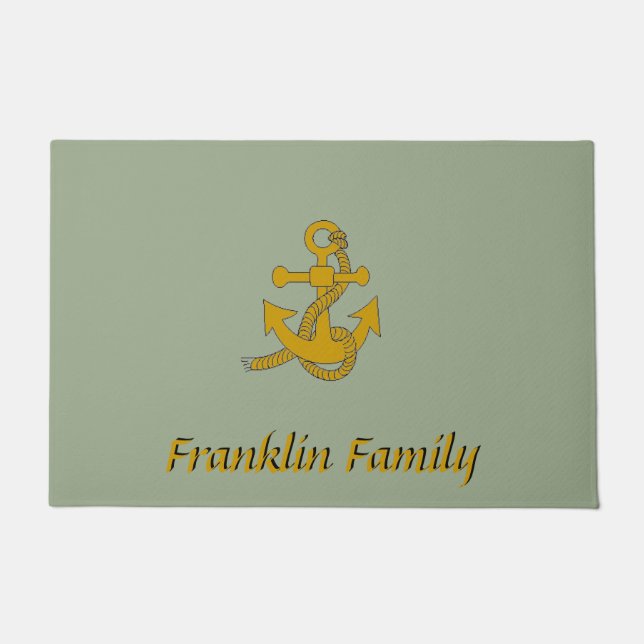 Door Mat - Golden Anchor with Name (Front)