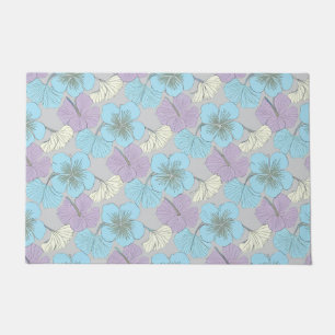 “Door Mat – Pastel Blue & Purple Clover Floral”