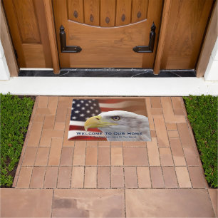 Door Mat Welcome to Our Home Eagle Flag