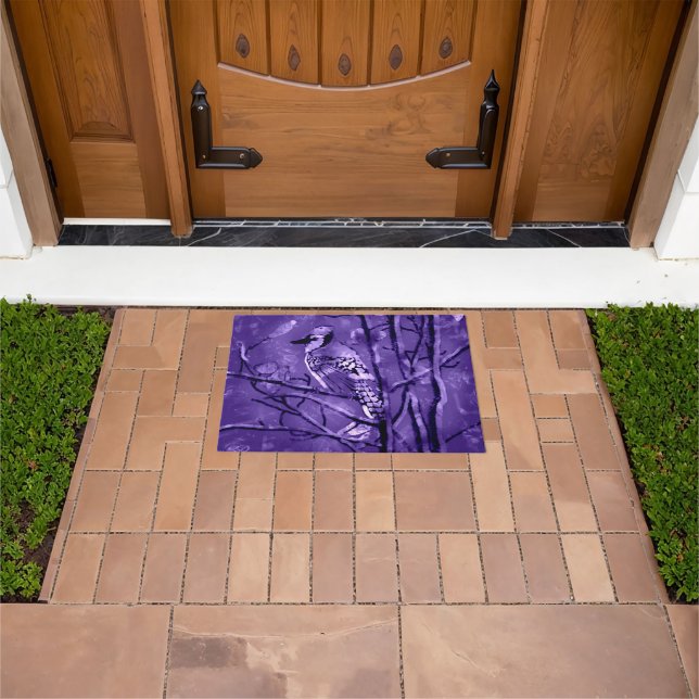 Door Mat with Blue Jay Abstract Art Design (Outdoor)