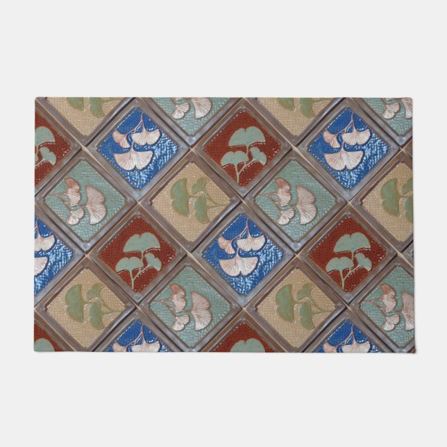 Door mat with Craftsman Gingko tiles (Front)