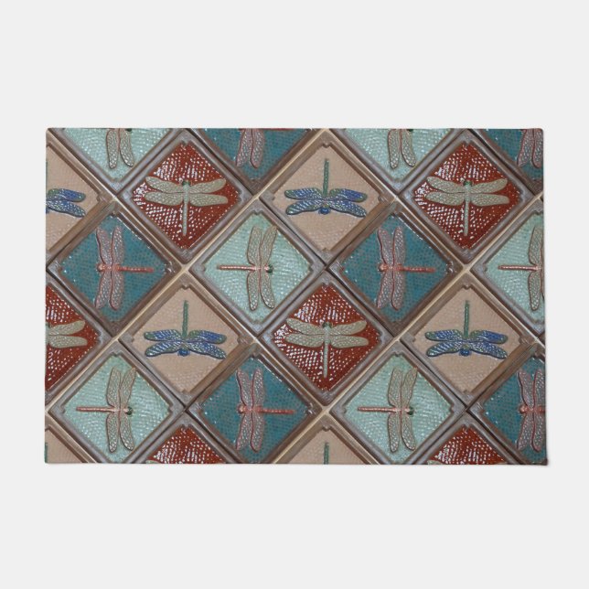 Door Mat With Dragonfly Tiles (Front)