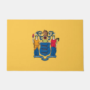 Door Mat with Flag of New Jersey State, USA