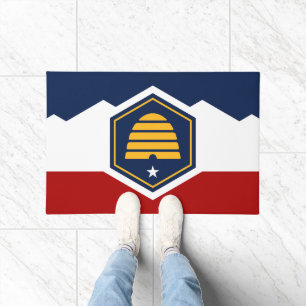 Door Mat with new Flag of Utah State, USA
