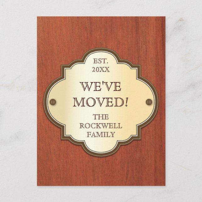 Door Plaque Moving Announcement Postcard (Front)